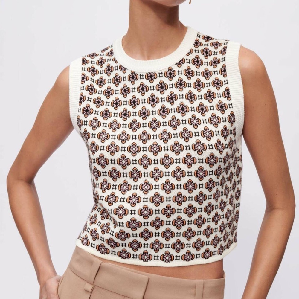 Maje jacquard sleeveless jumper